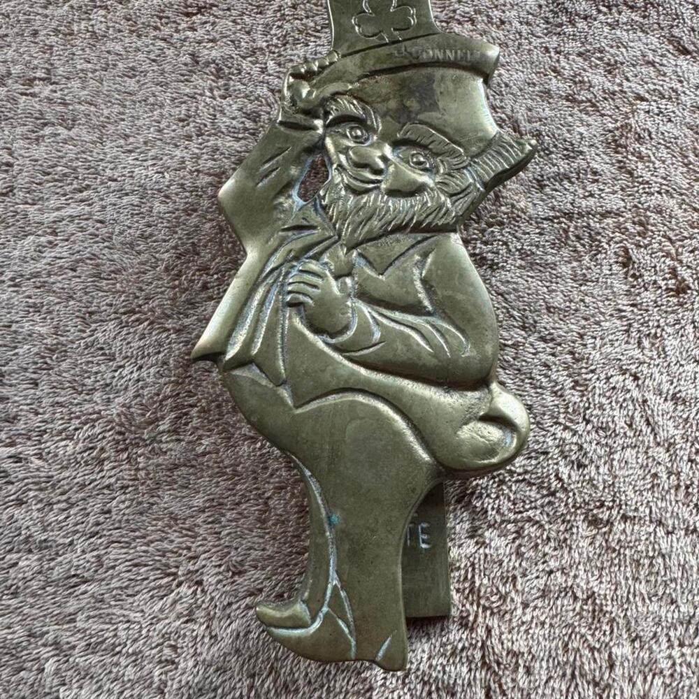 Vintage brass whimsical leprechaun door knocker "O'Donnell"